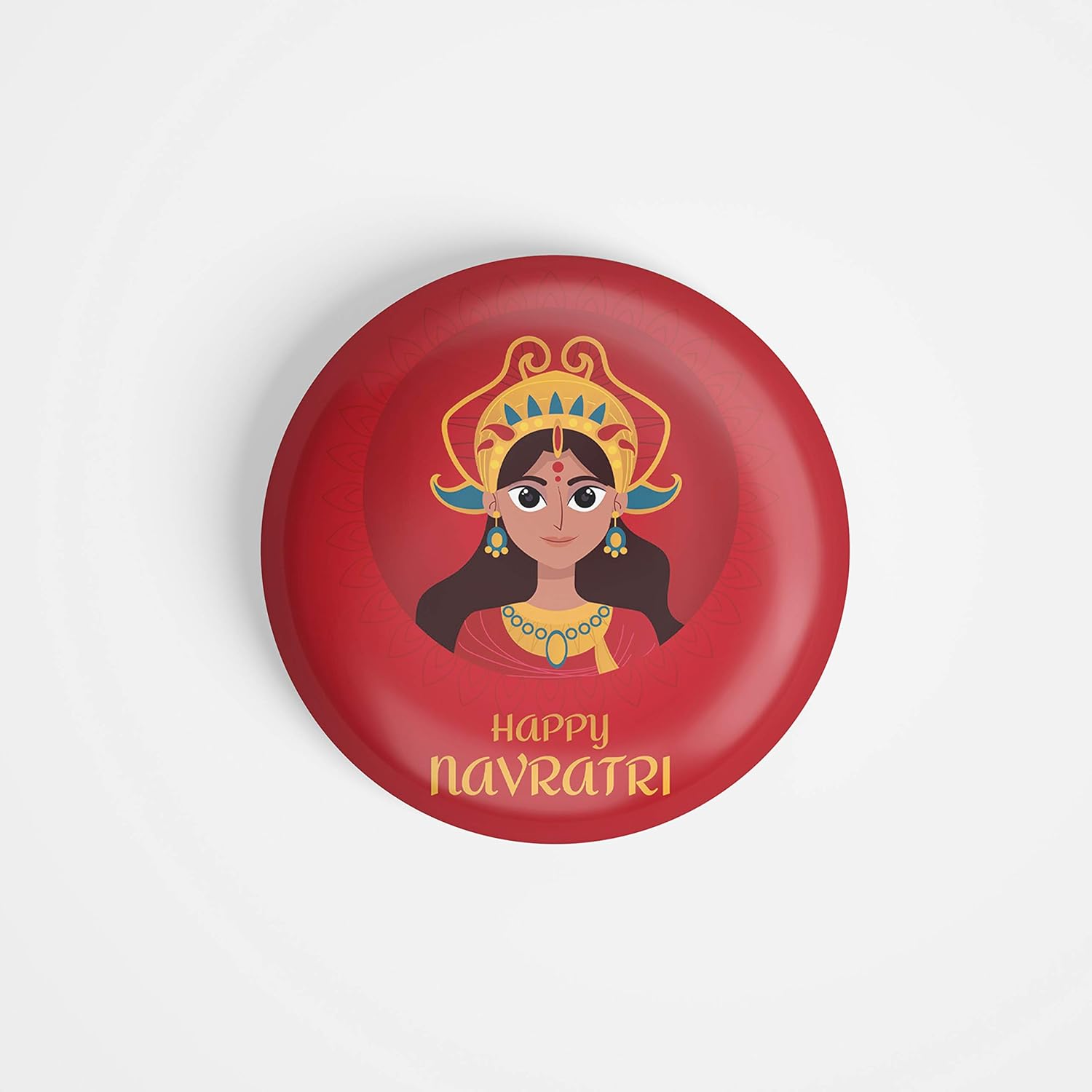 dhcrafts Round Fridge Magnet Red Nvaratri Glossy Finish Design Pack of 1