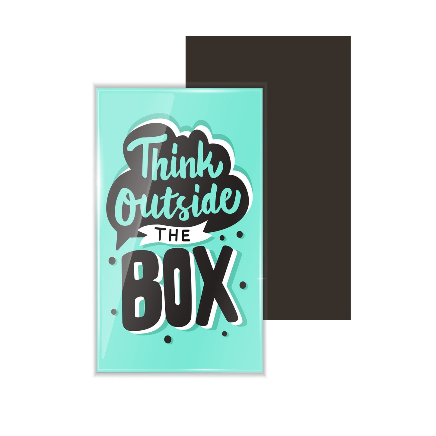 dhcrafts Fridge Magnet Rectangle Acrylic Glass (8.6 x 5.4 cm) Green Color Positive Think Outside The Box Design Pack of 1
