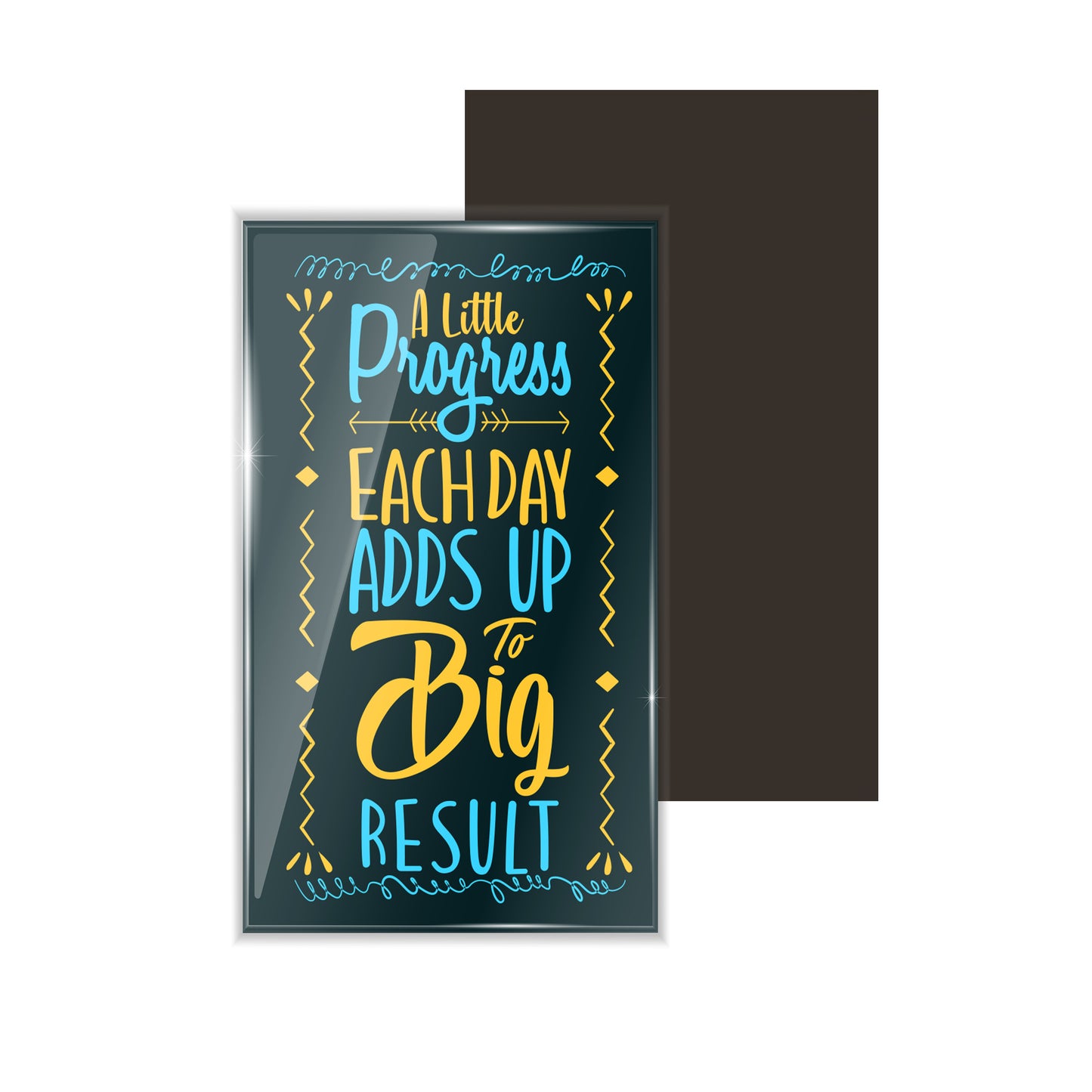dhcrafts Fridge Magnet Rectangle Acrylic Glass (8.6 x 5.4 cm) Multicolor Color Positive A Little Progress Each Day Adds Up To A Big Result Design Pack of 1