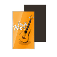 dhcrafts Fridge Magnet Rectangle Acrylic Glass (8.6 x 5.4 cm) Yellow Color Music Enjoy The Music Design Pack of 1