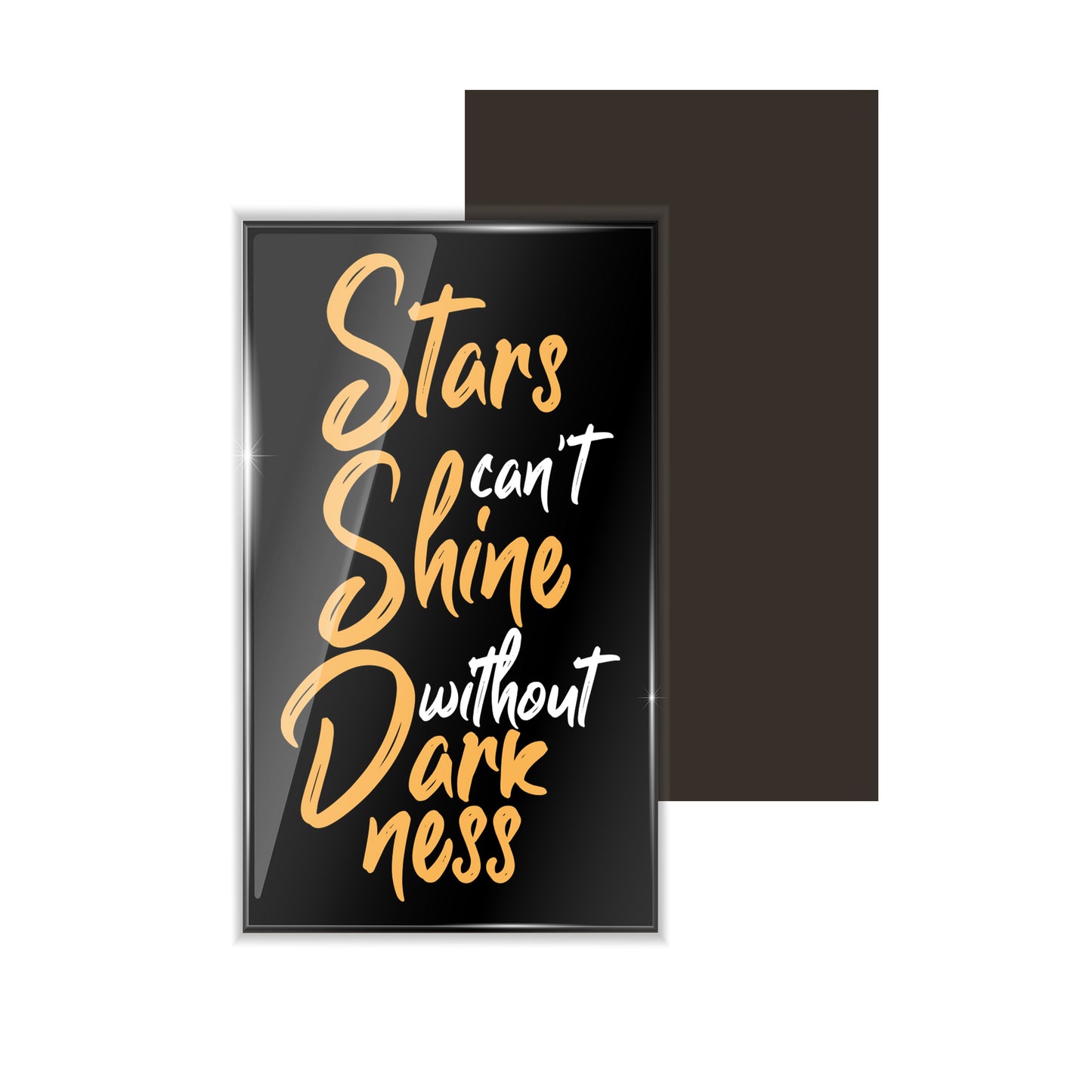 dhcrafts Fridge Magnet Rectangle Acrylic Glass (8.6 x 5.4 cm) Black Color Positive Stars Can't Shine Without Darkness Design Pack of 1