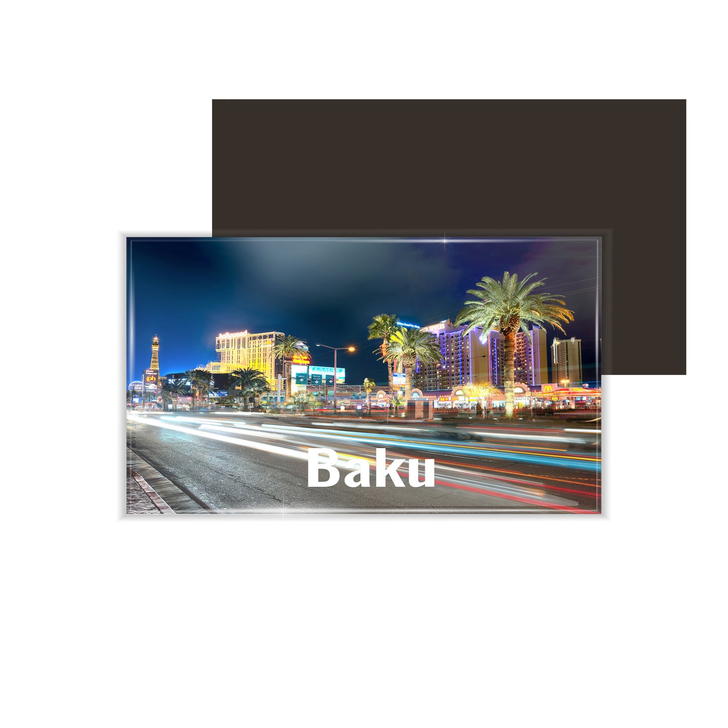 dhcrafts Fridge Magnet Rectangle Acrylic Glass (8.6 x 5.4 cm) Multicolor Travel Baku D4 Design Pack of 1