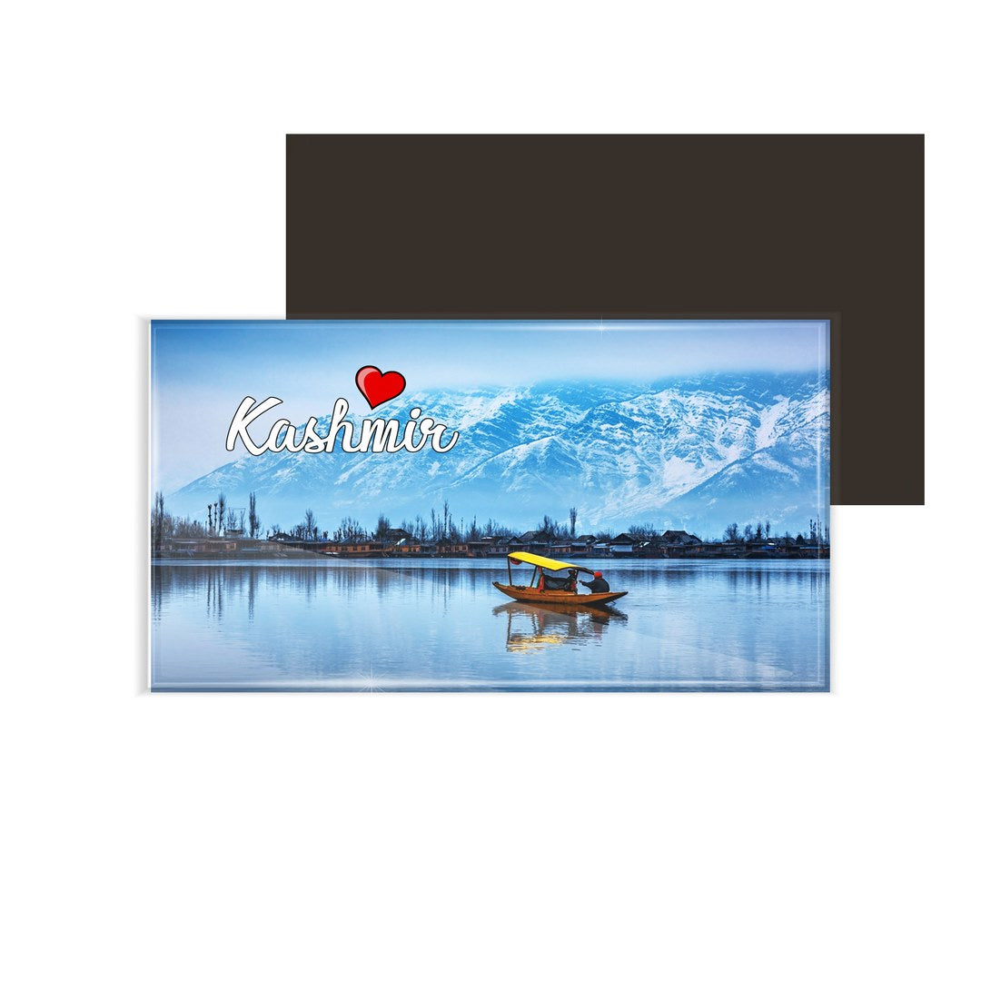 dhcrafts Fridge Magnet Rectangle Acrylic Glass (8.6 x 5.4 cm) Multicolor Kashmir D1 Design Pack of 1