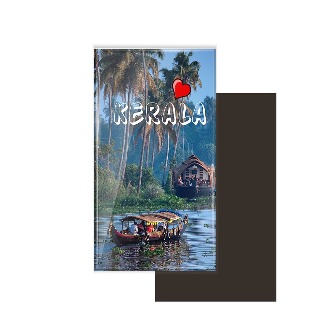 dhcrafts Fridge Magnet Rectangle Acrylic Glass (8.6 x 5.4 cm) Multicolor Kerala D2 Design Pack of 1