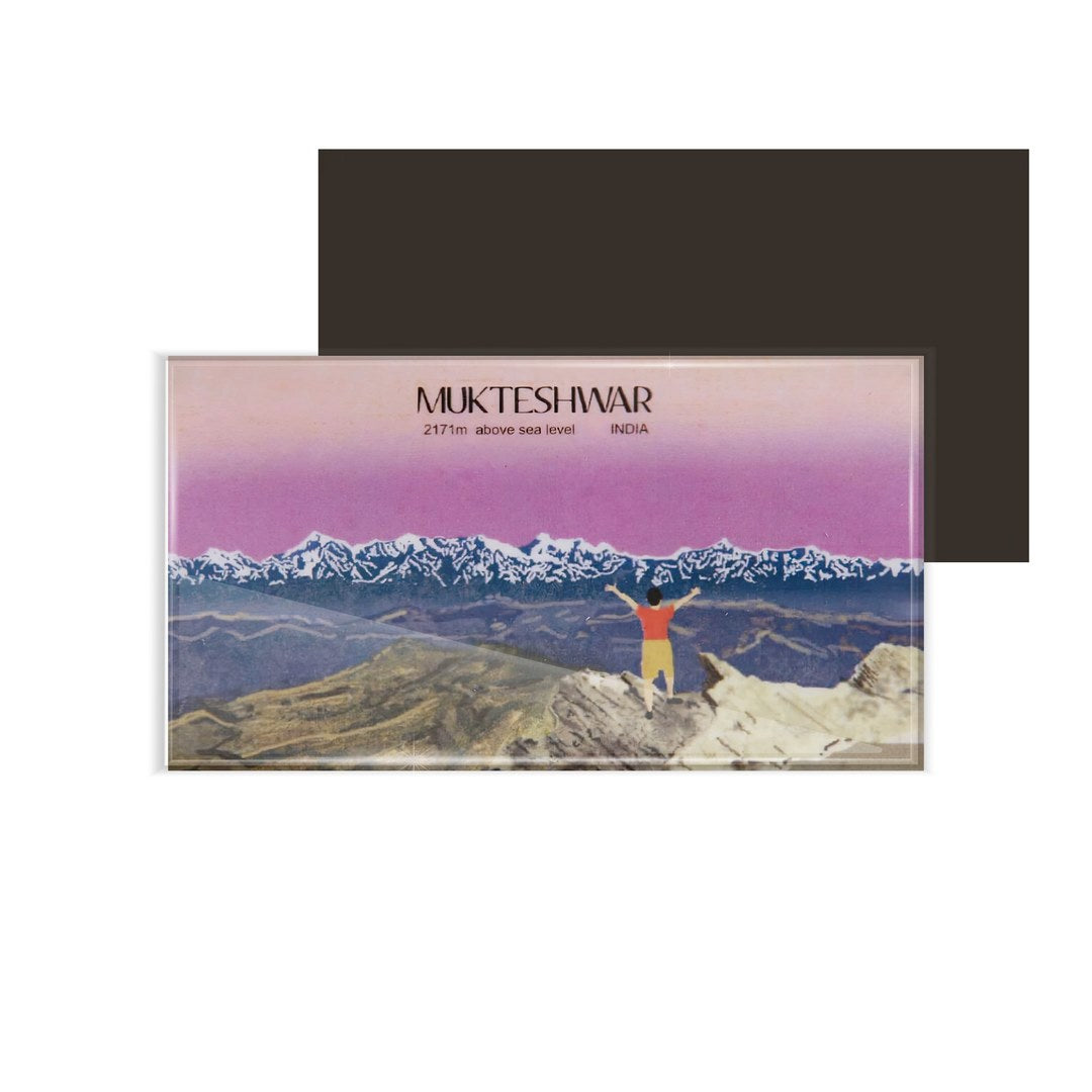 dhcrafts Fridge Magnet Rectangle Acrylic Glass (8.6 x 5.4 cm) Multicolor Uttarakhand Mukteshwar D1 Design Pack of 1
