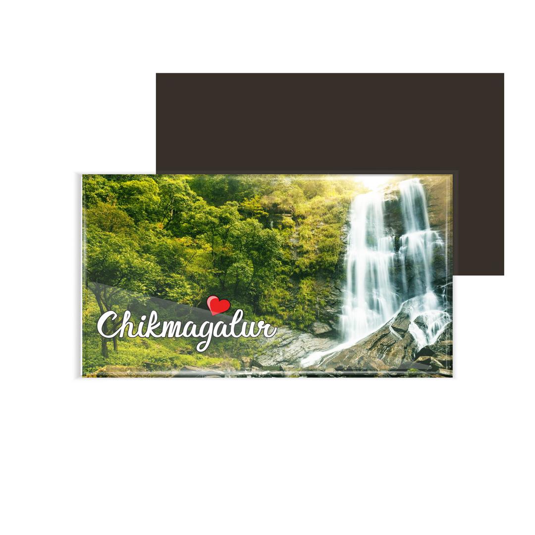 dhcrafts Fridge Magnet Rectangle Acrylic Glass (8.6 x 5.4 cm) Multicolor Karnataka Chikmangalur D8 Design Pack of 1
