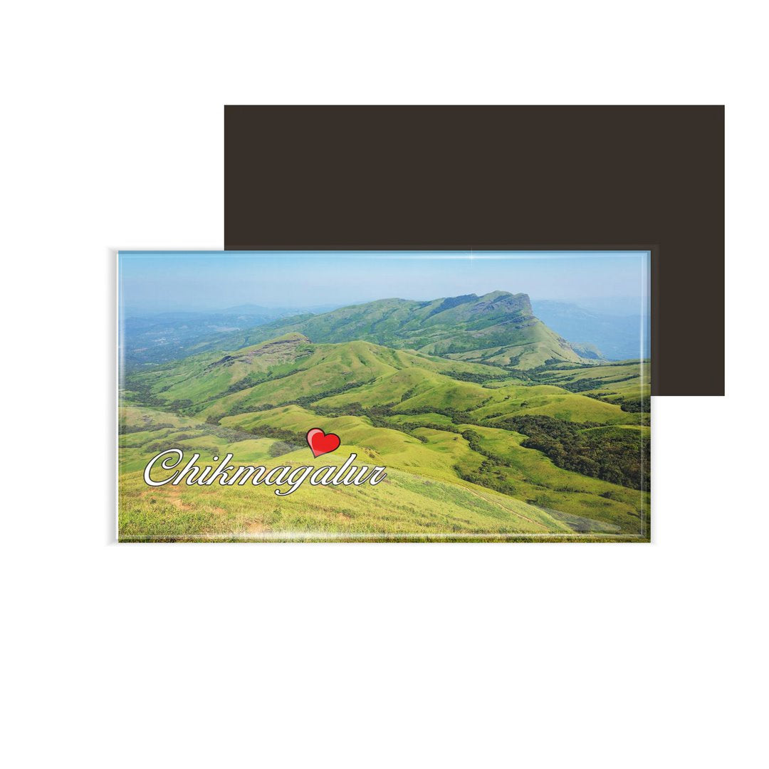 dhcrafts Fridge Magnet Rectangle Acrylic Glass (8.6 x 5.4 cm) Multicolor Karnataka Chikmangalur D9 Design Pack of 1