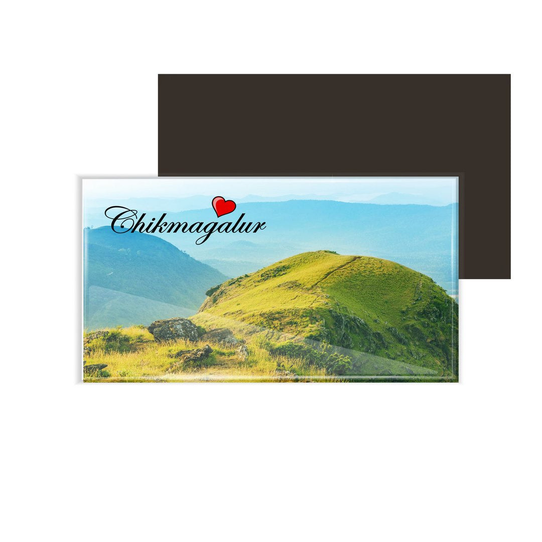 dhcrafts Fridge Magnet Rectangle Acrylic Glass (8.6 x 5.4 cm) Multicolor Karnataka Chikmangalur D10 Design Pack of 1