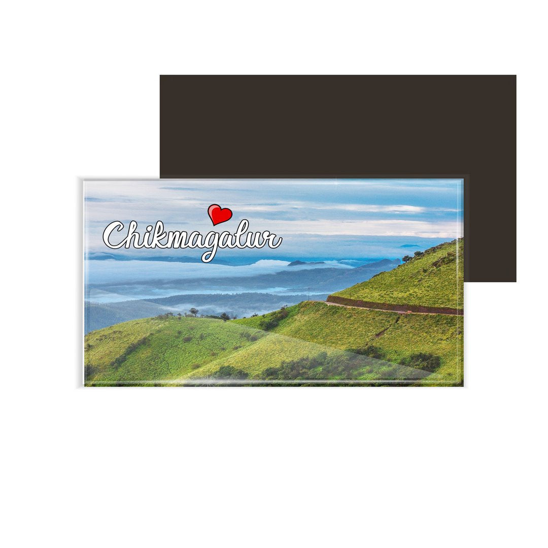 dhcrafts Fridge Magnet Rectangle Acrylic Glass (8.6 x 5.4 cm) Multicolor Karnataka Chikmangalur D11 Design Pack of 1