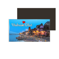dhcrafts Fridge Magnet Rectangle Acrylic Glass (8.6 x 5.4 cm) Multicolor Uttar Pradesh Vishram Ghat Design Pack of 1