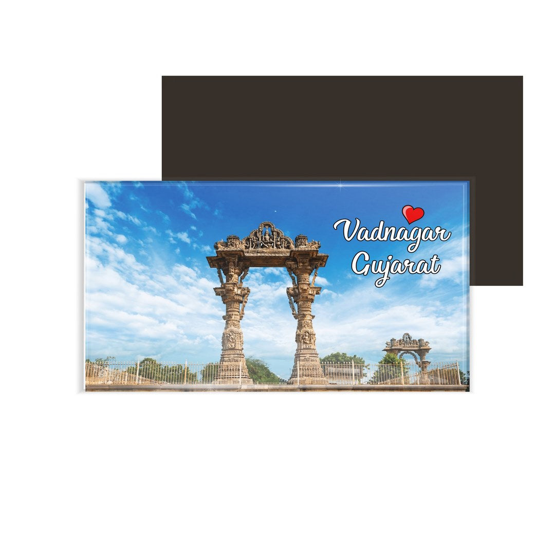 dhcrafts Fridge Magnet Rectangle Acrylic Glass (8.6 x 5.4 cm) Multicolor Gujrat Vadnagar Design Pack of 1