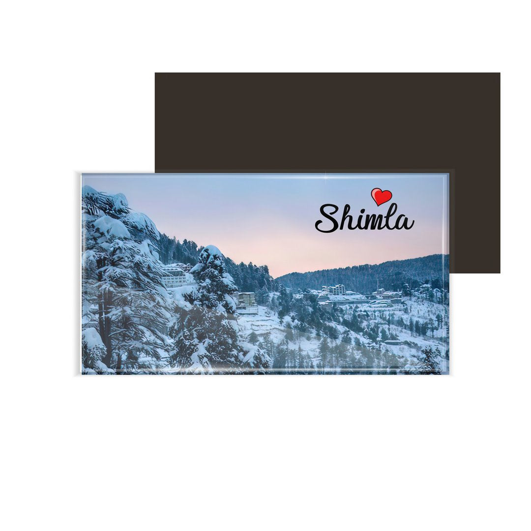 dhcrafts Fridge Magnet Rectangle Acrylic Glass (8.6 x 5.4 cm) Multicolor Himachal Pradesh Shimla D3 Design Pack of 1