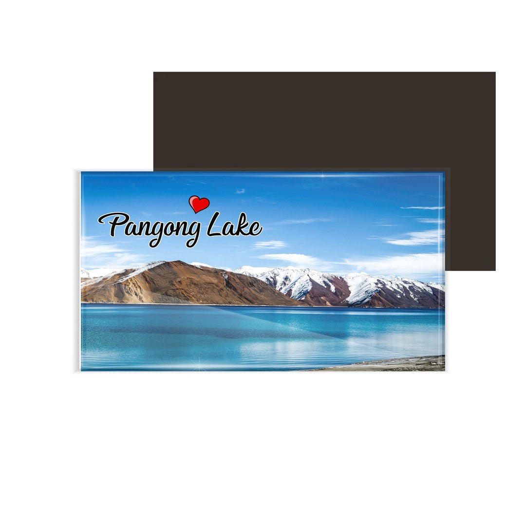 dhcrafts Fridge Magnet Rectangle Acrylic Glass (8.6 x 5.4 cm) Multicolor Ladakh Pangong Lake Design Pack of 1