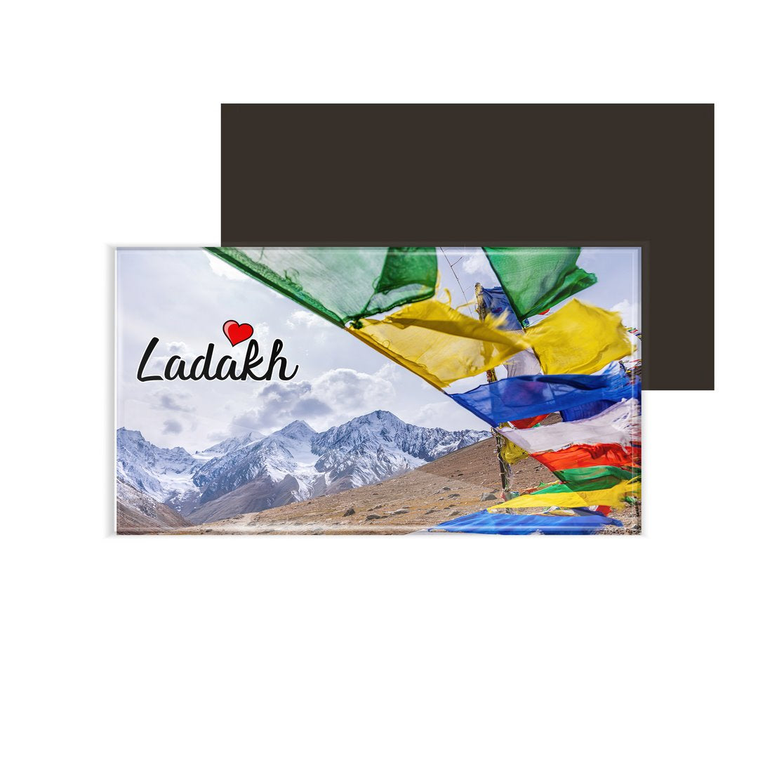 dhcrafts Fridge Magnet Rectangle Acrylic Glass (8.6 x 5.4 cm) Multicolor Ladakh Design Pack of 1