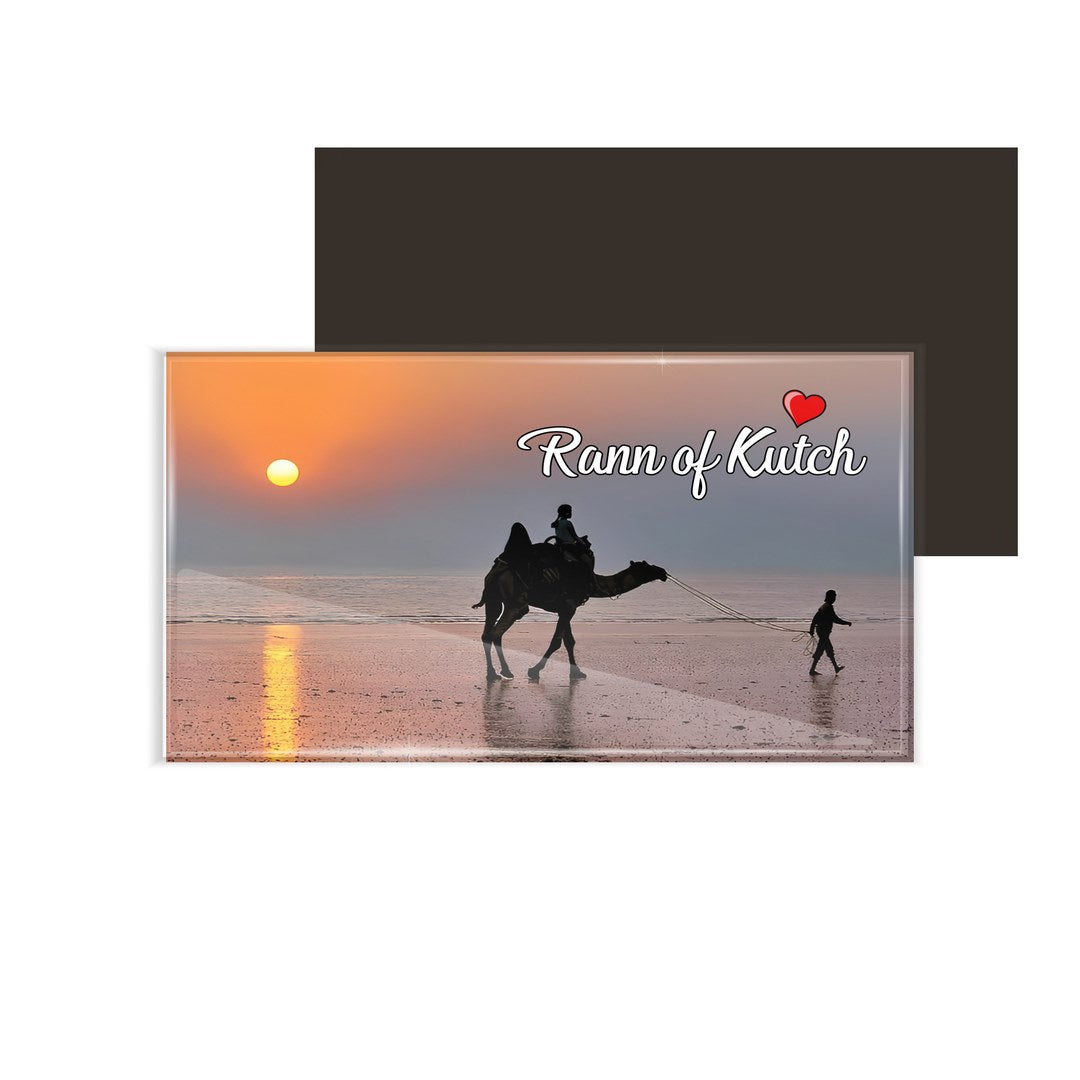dhcrafts Fridge Magnet Rectangle Acrylic Glass (8.6 x 5.4 cm) Multicolor Gujarat Rann Of Kutch Design Pack of 1