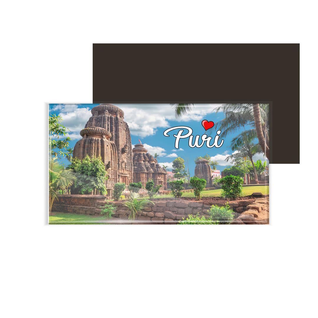 dhcrafts Fridge Magnet Rectangle Acrylic Glass (8.6 x 5.4 cm) Multicolor Odisha Puri Design Pack of 1