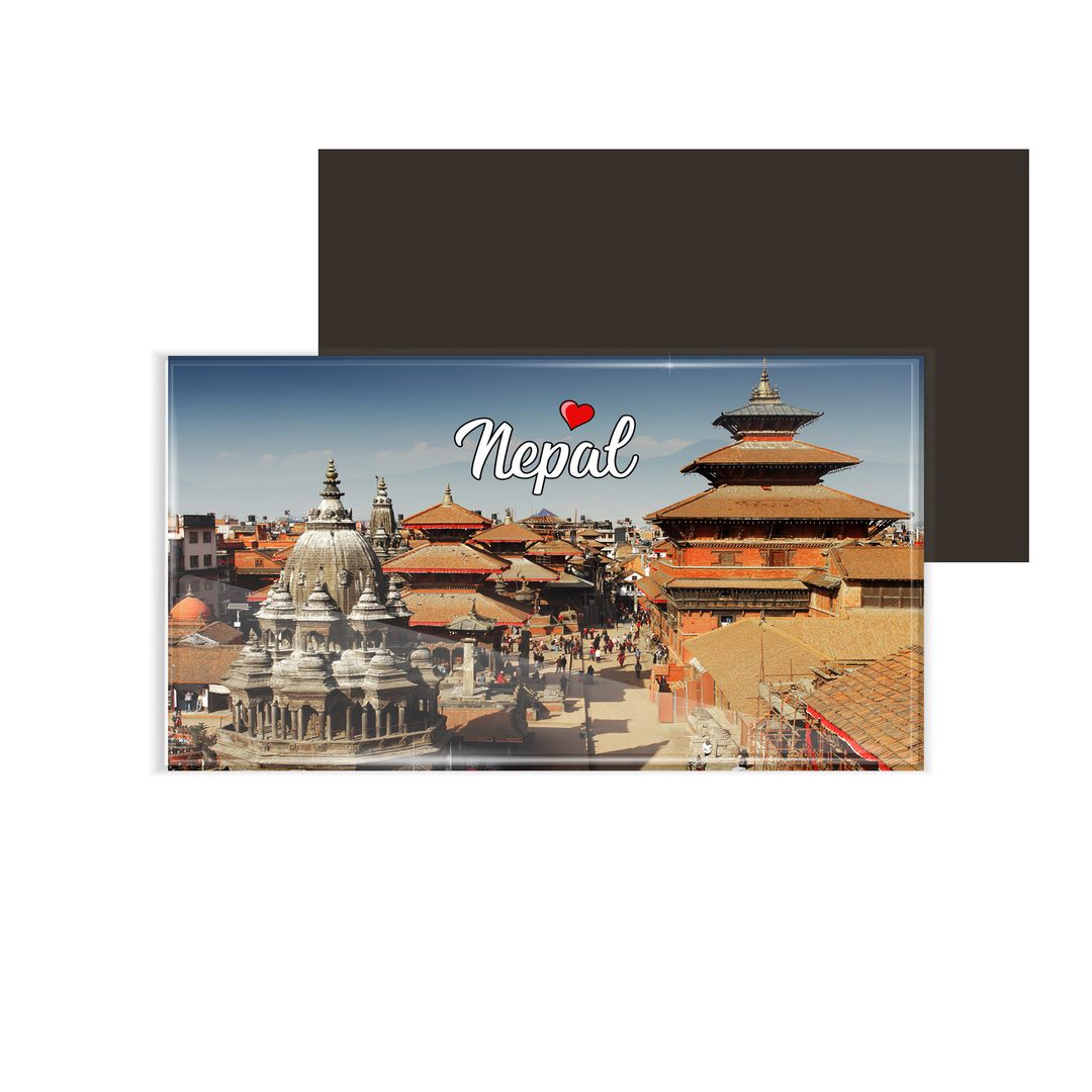 dhcrafts Fridge Magnet Rectangle Acrylic Glass (8.6 x 5.4 cm) Multicolor Nepal Design Pack of 1