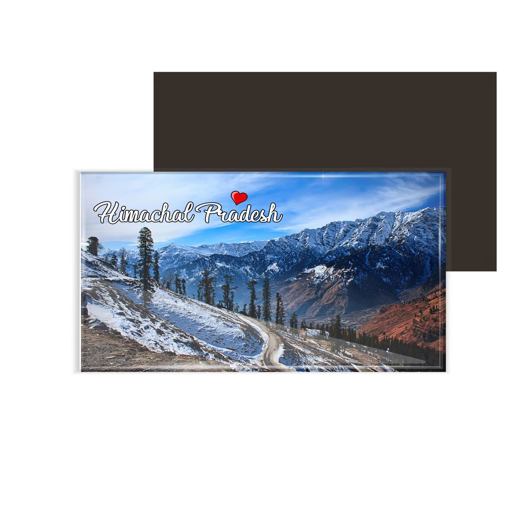 dhcrafts Fridge Magnet Rectangle Acrylic Glass (8.6 x 5.4 cm) Multicolor Himachal Pradesh Design Pack of 1