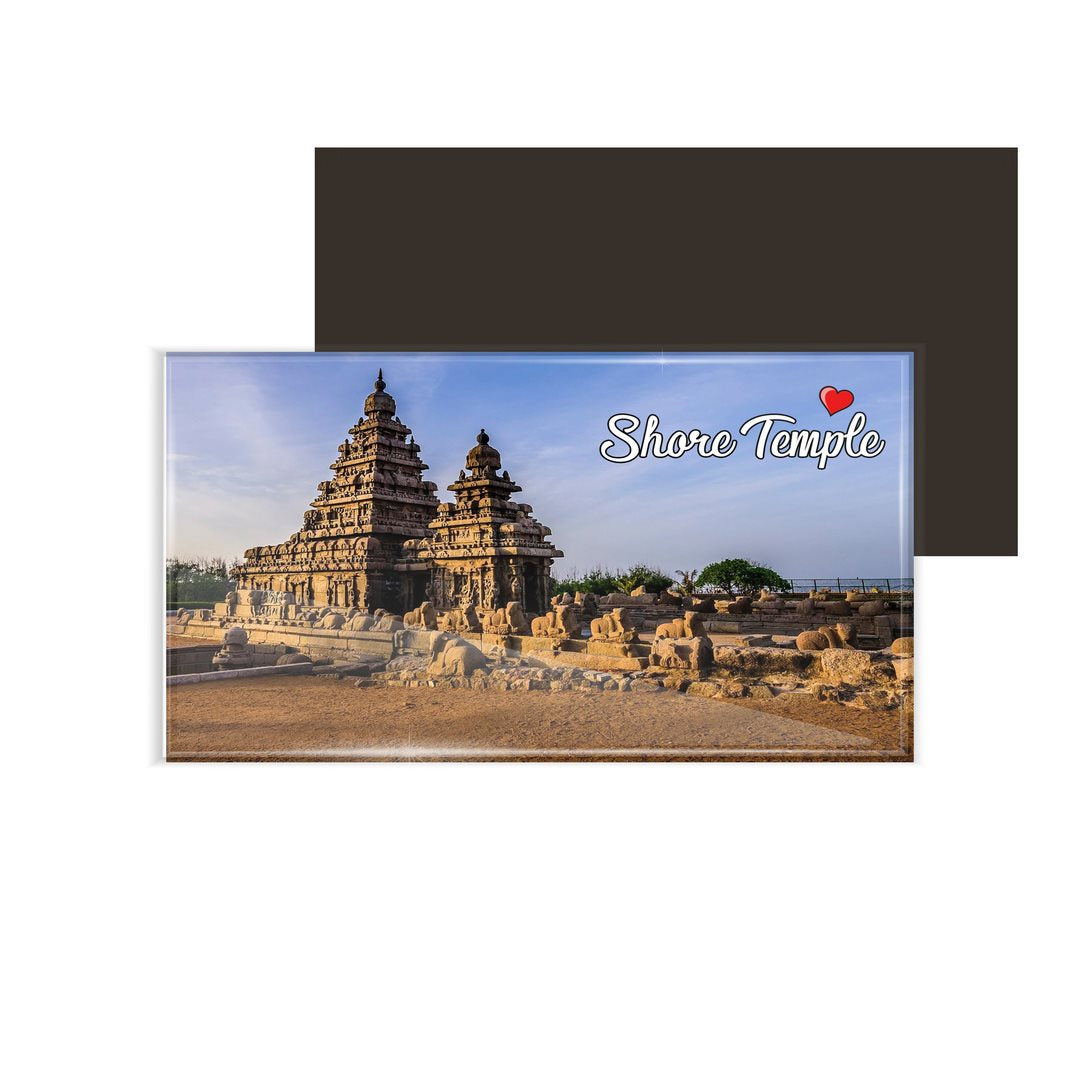 dhcrafts Fridge Magnet Rectangle Acrylic Glass (8.6 x 5.4 cm) Multicolor Tamil Nadu Shore Temple Design Pack of 1