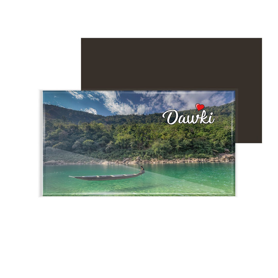 dhcrafts Fridge Magnet Rectangle Acrylic Glass (8.6 x 5.4 cm) Multicolor Meghalaya Dawki Design Pack of 1