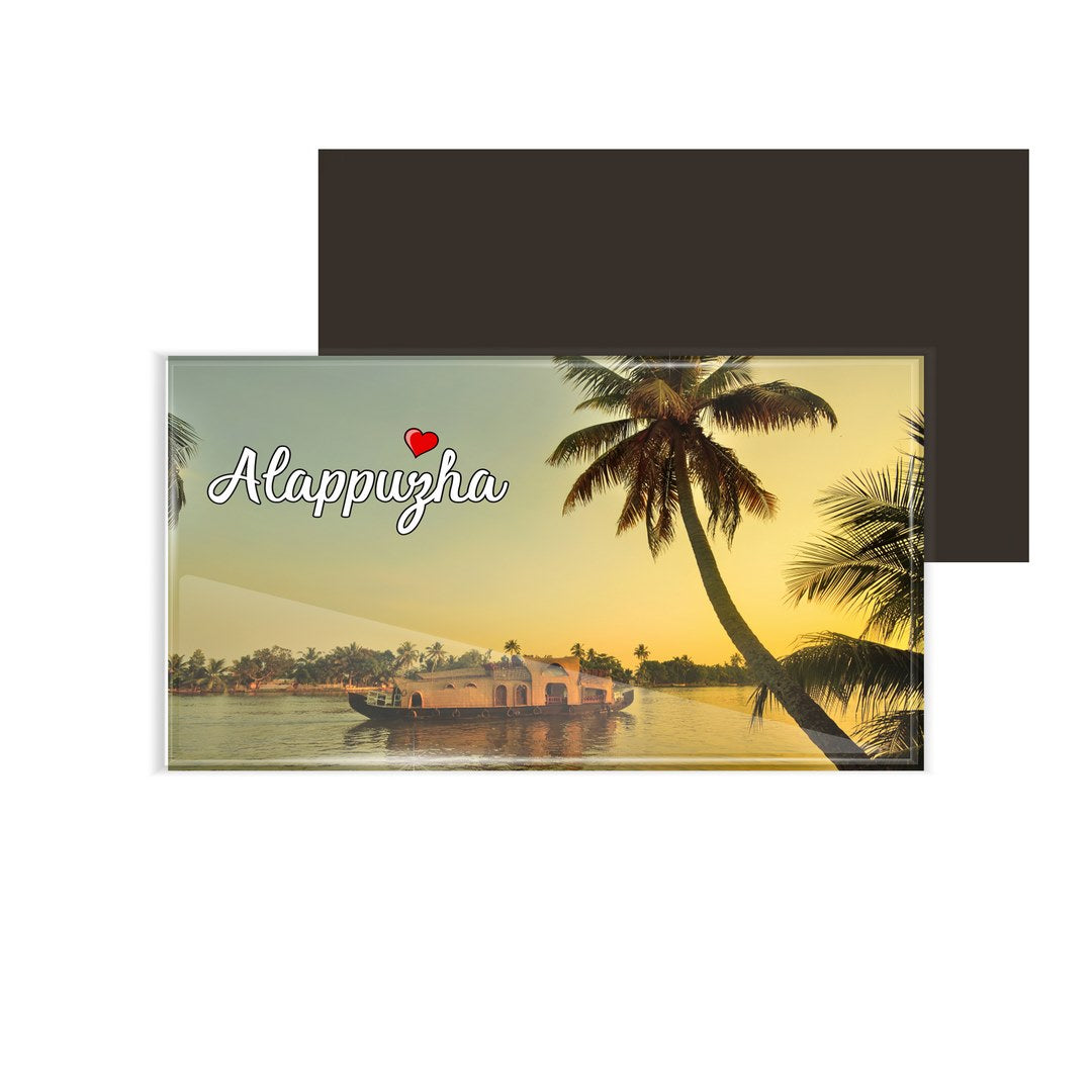 dhcrafts Fridge Magnet Rectangle Acrylic Glass (8.6 x 5.4 cm) Multicolor Kerala Alappuzha Design Pack of 1