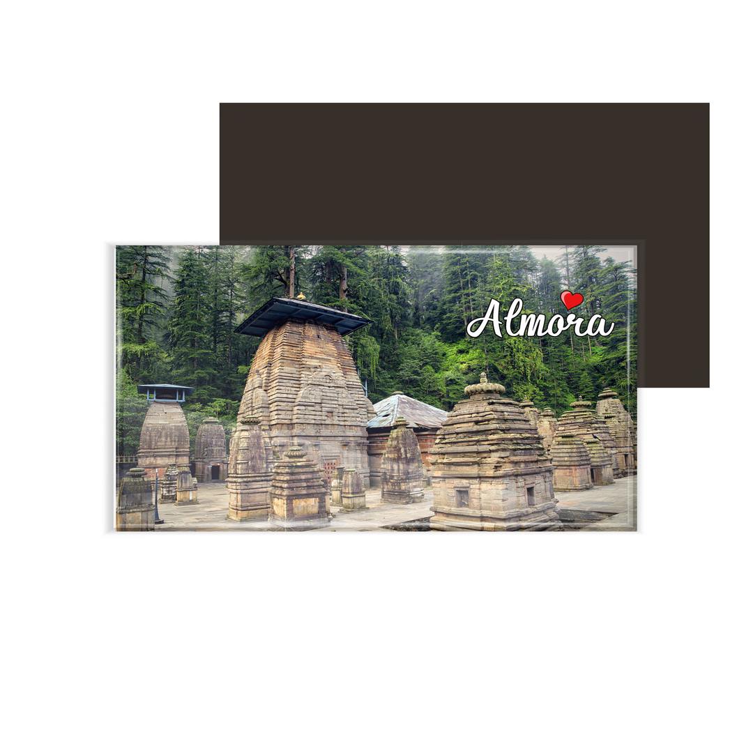 dhcrafts Fridge Magnet Rectangle Acrylic Glass (8.6 x 5.4 cm) Multicolor Uttarakhand Almora Design Pack of 1