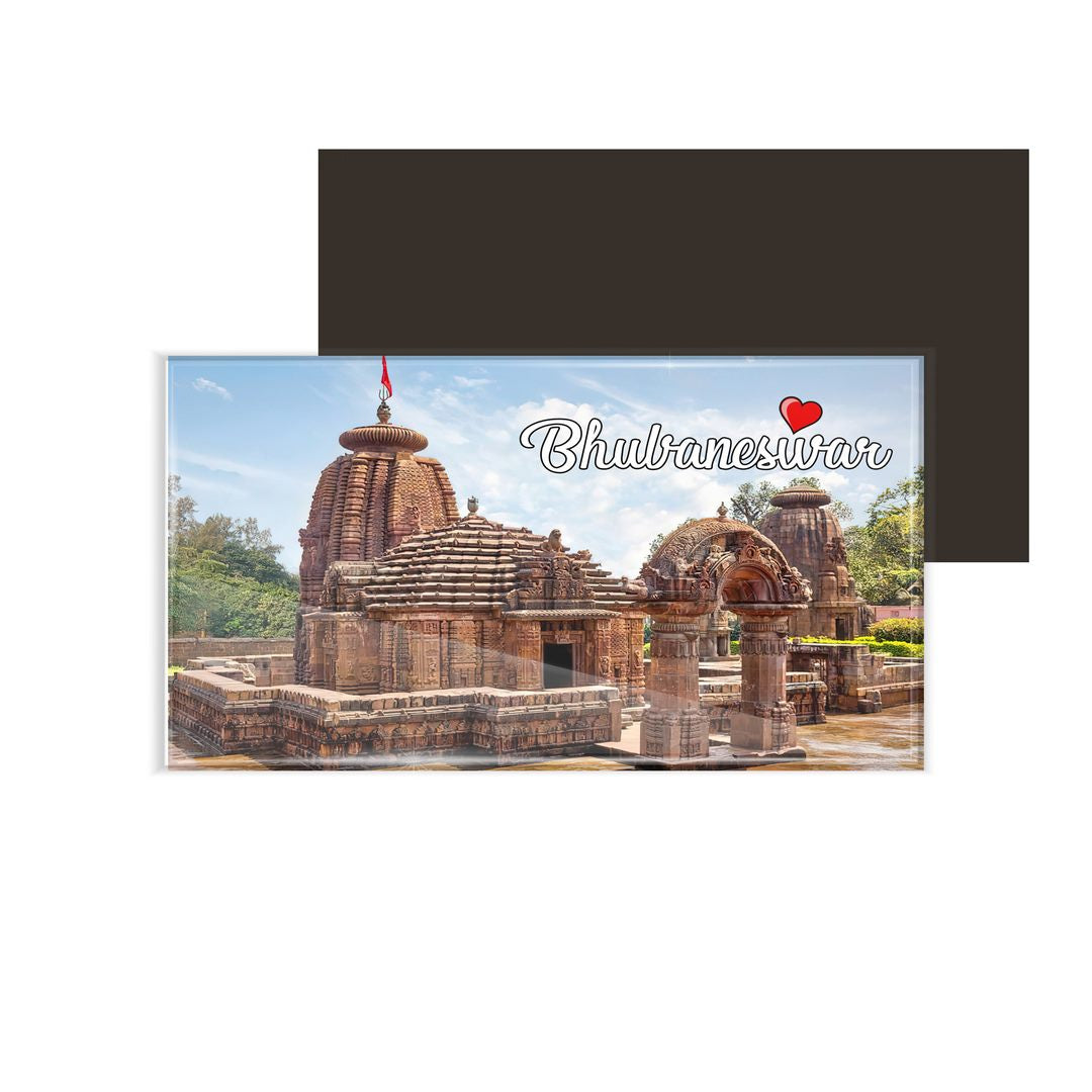 dhcrafts Fridge Magnet Rectangle Acrylic Glass (8.6 x 5.4 cm) Multicolor Odisha Bhubaneswar Design Pack of 1