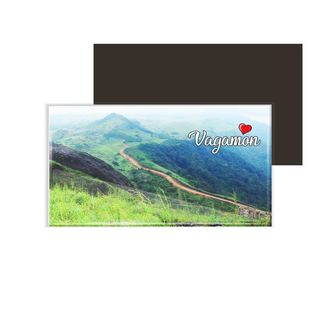 dhcrafts Fridge Magnet Rectangle Acrylic Glass (8.6 x 5.4 cm) Multicolor Kerala Vagamon Design Pack of 1