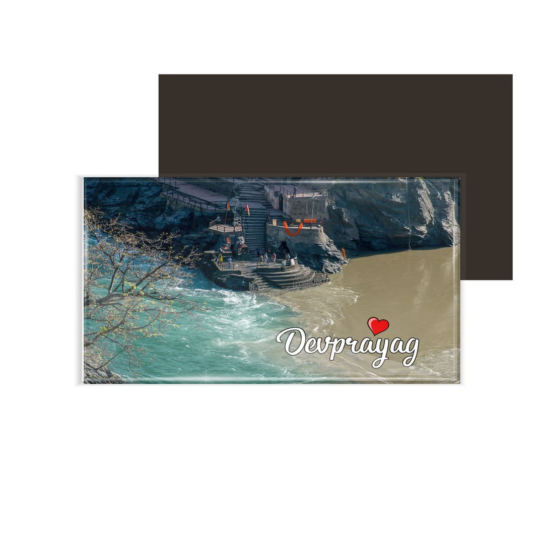 dhcrafts Fridge Magnet Rectangle Acrylic Glass (8.6 x 5.4 cm) Multicolor Uttarakhand Devprayag Design Pack of 1