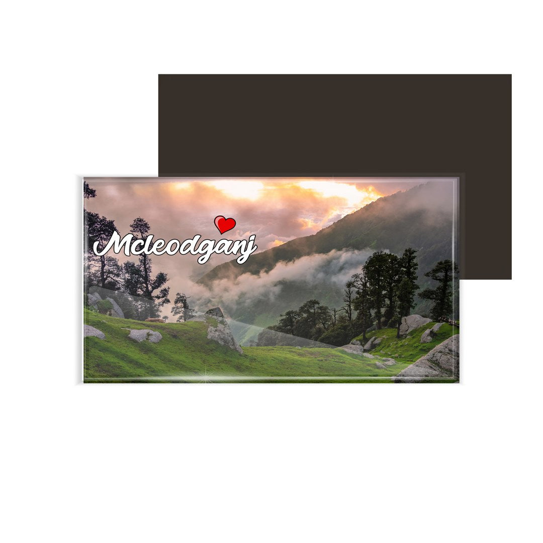 dhcrafts Fridge Magnet Rectangle Acrylic Glass (8.6 x 5.4 cm) Multicolor Himachal Pradesh Mcleodganj Design Pack of 1