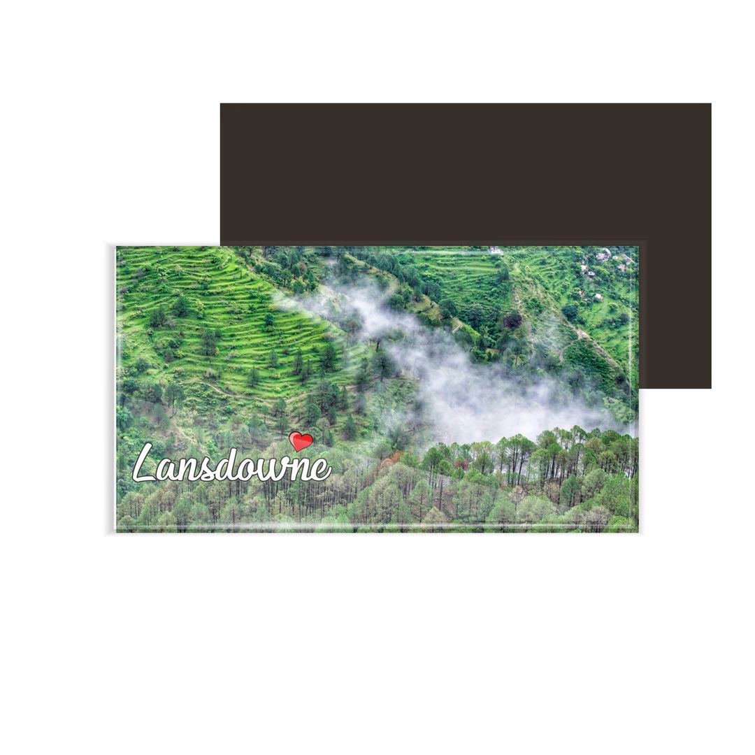 dhcrafts Fridge Magnet Rectangle Acrylic Glass (8.6 x 5.4 cm) Multicolor Uttarakhand Lansdowne D1 Design Pack of 1