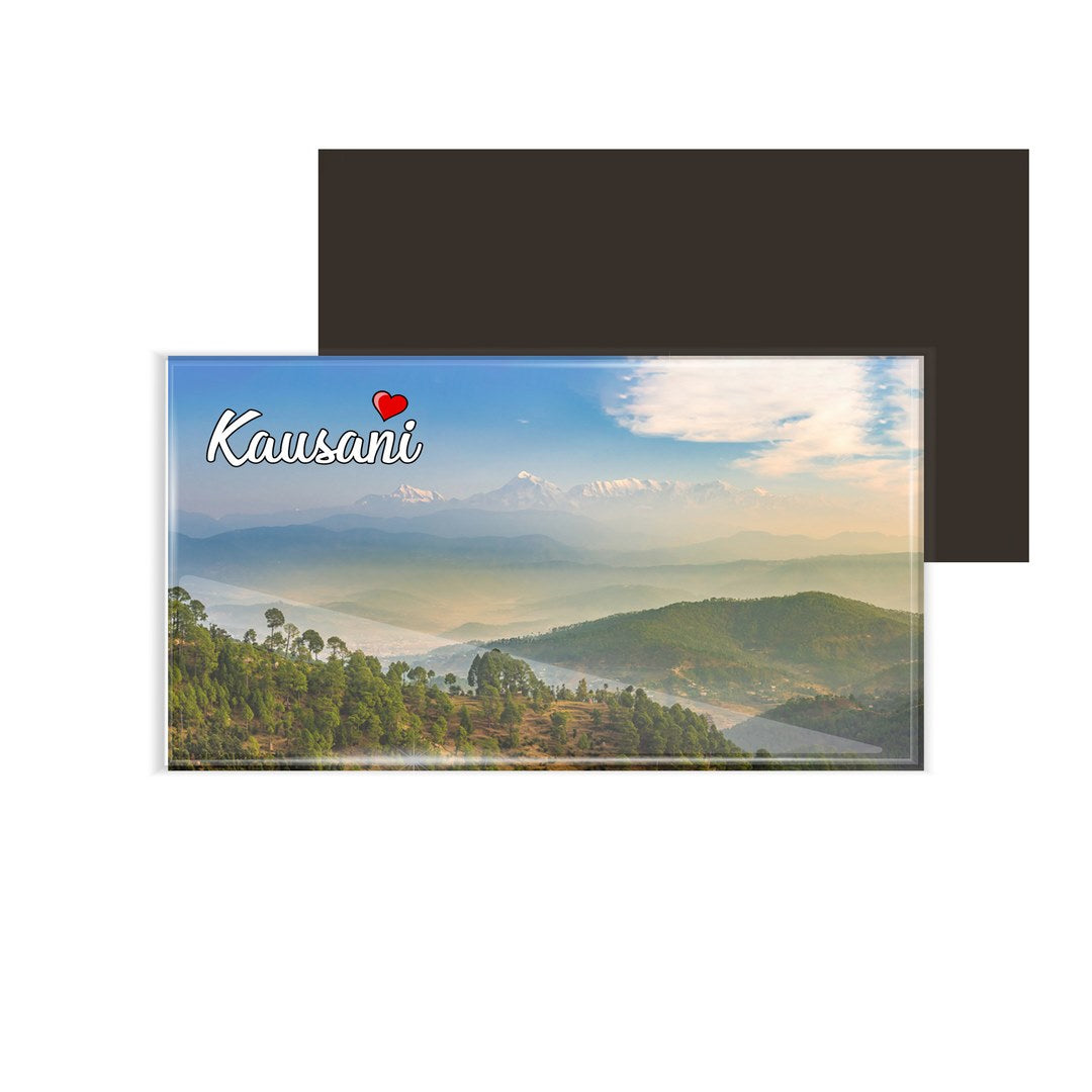 dhcrafts Fridge Magnet Rectangle Acrylic Glass (8.6 x 5.4 cm) Multicolor Uttarakhand Kausani Design Pack of 1