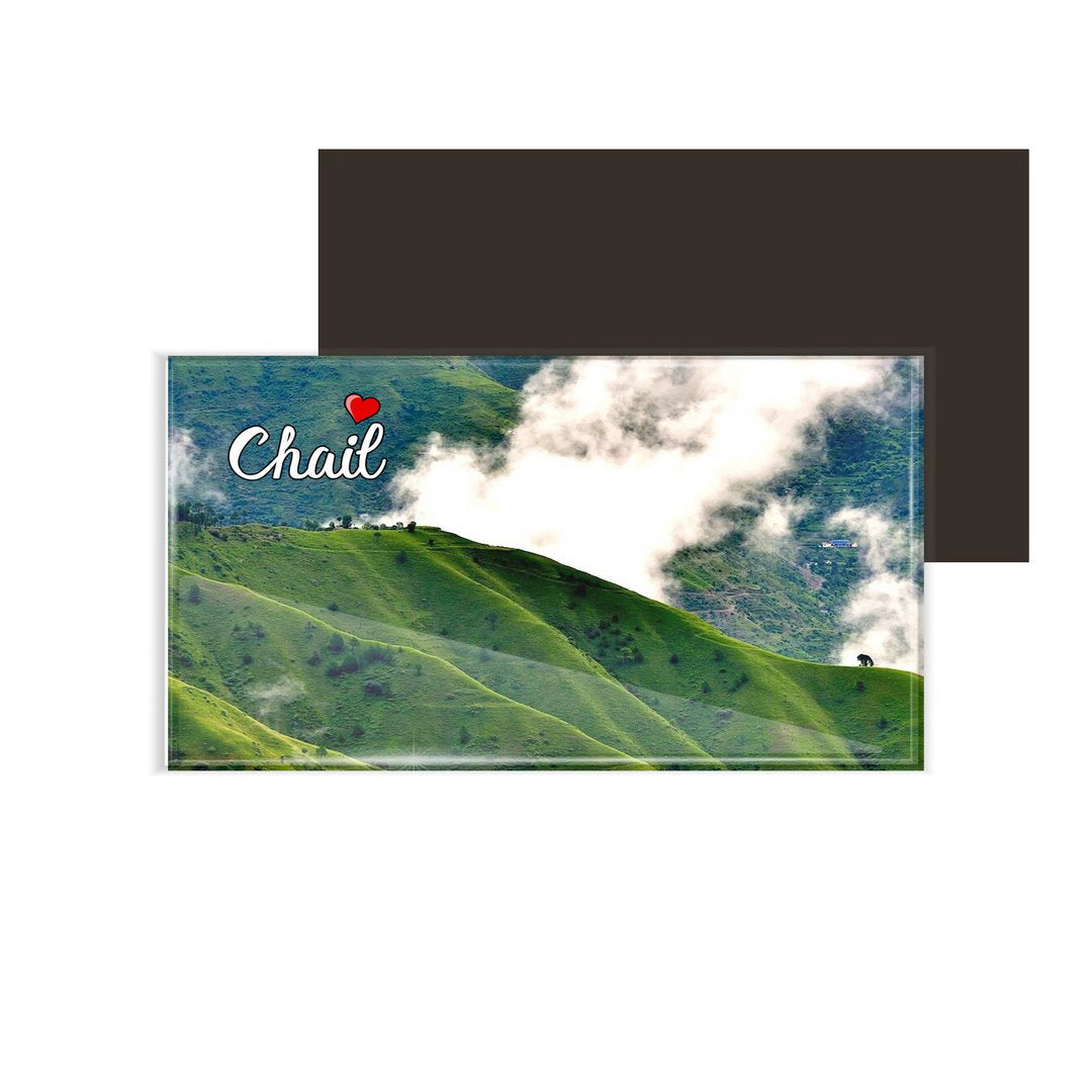 dhcrafts Fridge Magnet Rectangle Acrylic Glass (8.6 x 5.4 cm) Multicolor Himachal Pradesh Chail Design Pack of 1