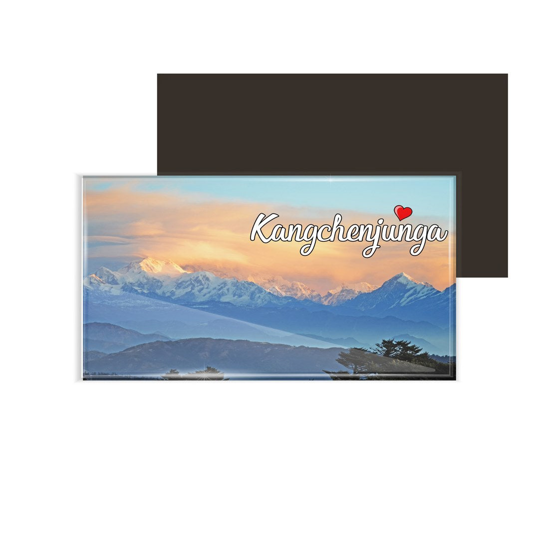 dhcrafts Fridge Magnet Rectangle Acrylic Glass (8.6 x 5.4 cm) Multicolor Kangchenjunga Design Pack of 1