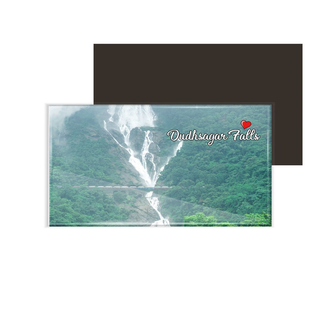 dhcrafts Fridge Magnet Rectangle Acrylic Glass (8.6 x 5.4 cm) Multicolor Goa Dudhsagar Falls Design Pack of 1