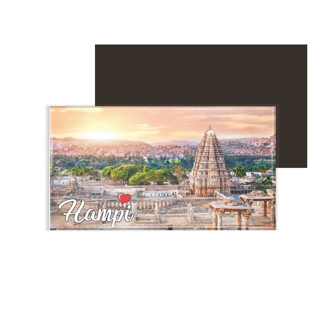 dhcrafts Fridge Magnet Rectangle Acrylic Glass (8.6 x 5.4 cm) Multicolor Karnataka Hampi Design Pack of 1