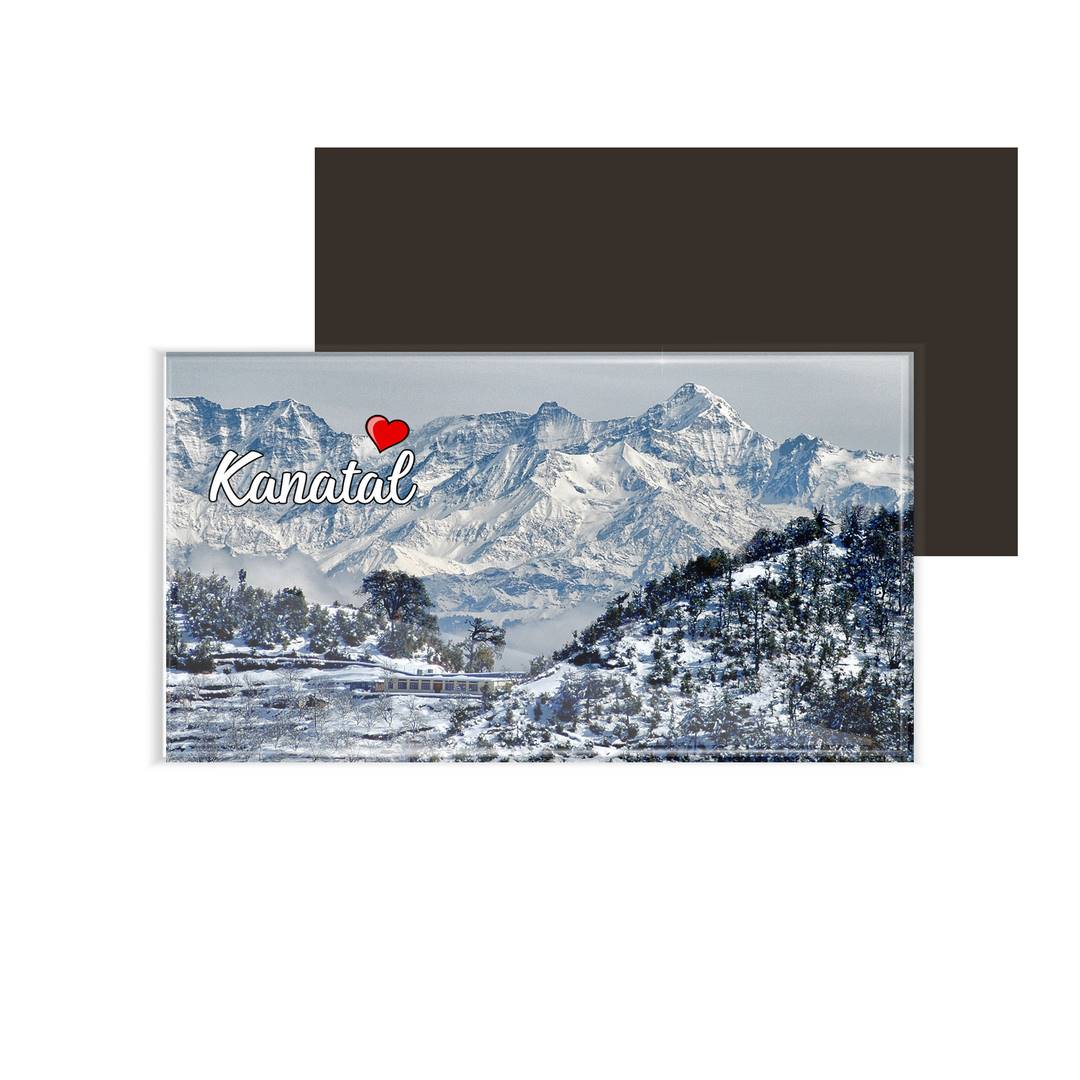 dhcrafts Fridge Magnet Rectangle Acrylic Glass (8.6 x 5.4 cm) Multicolor Uttarakhand Kanatal Design Pack of 1