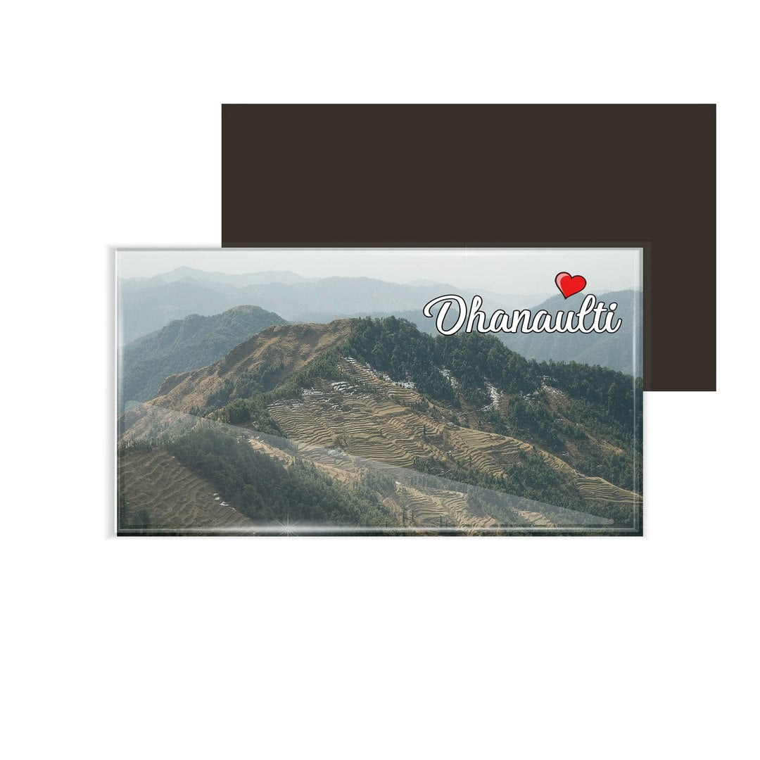 dhcrafts Fridge Magnet Rectangle Acrylic Glass (8.6 x 5.4 cm) Multicolor Uttarakhand Dhanaulti Design Pack of 1