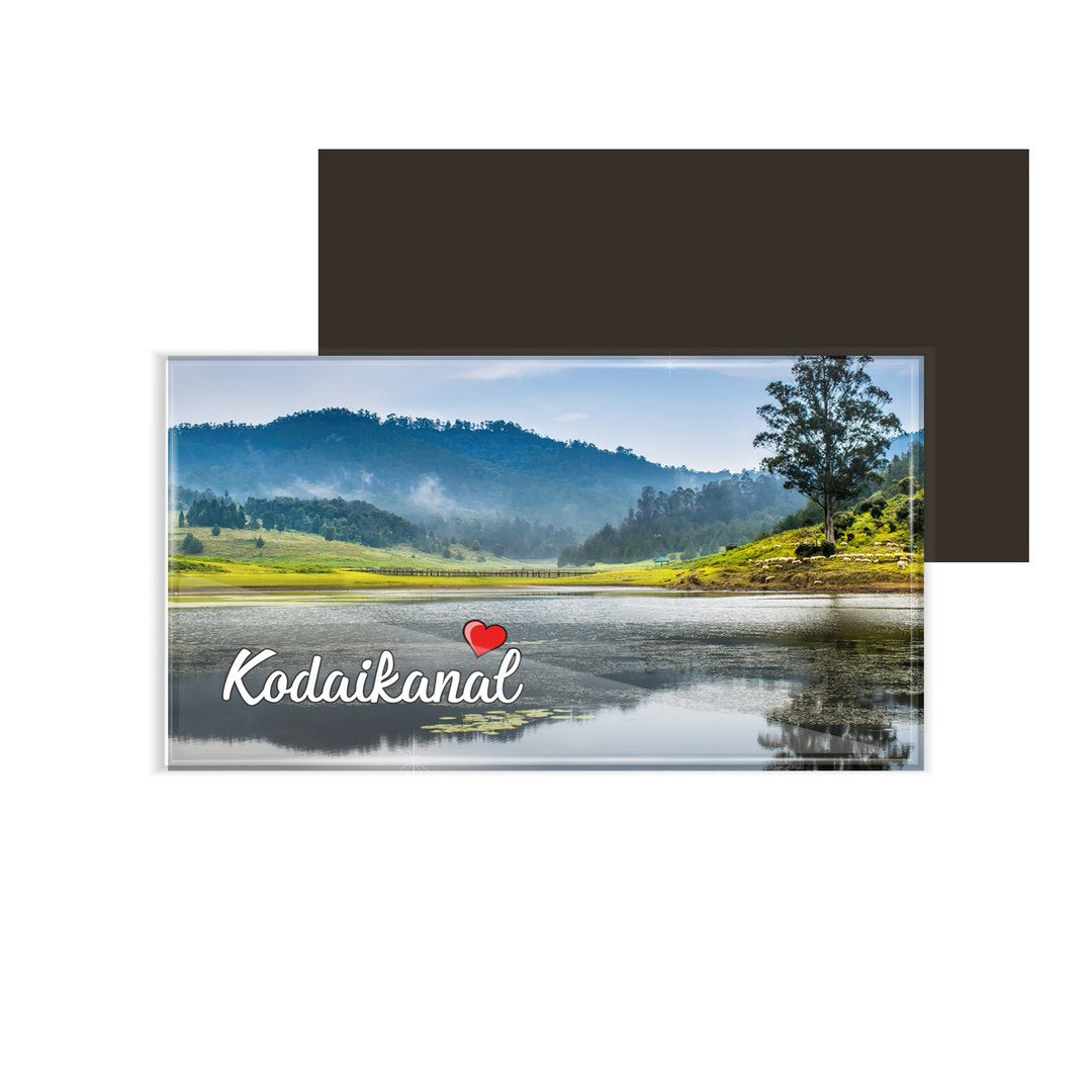 dhcrafts Fridge Magnet Rectangle Acrylic Glass (8.6 x 5.4 cm) Multicolor Tamil Nadu Kodaikanal D1 Design Pack of 1