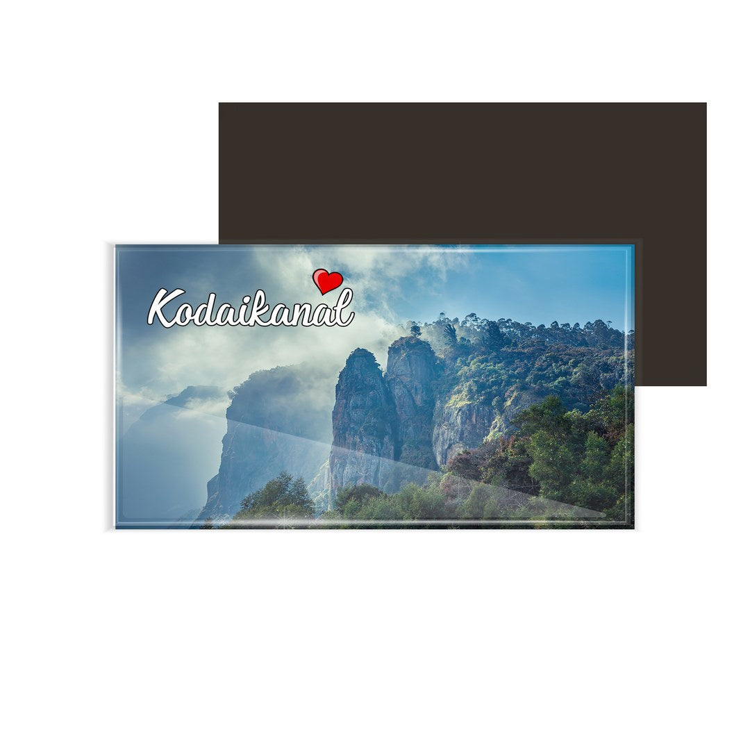 dhcrafts Fridge Magnet Rectangle Acrylic Glass (8.6 x 5.4 cm) Multicolor Tamil Nadu Kodaikanal D2 Design Pack of 1