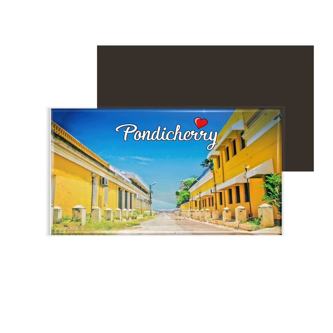 dhcrafts Fridge Magnet Rectangle Acrylic Glass (8.6 x 5.4 cm) Multicolor Tamil Nadu Pndicherry D3 Design Pack of 1