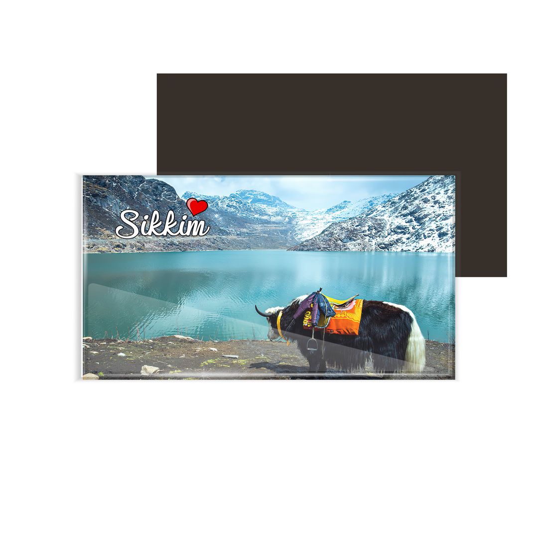 dhcrafts Fridge Magnet Rectangle Acrylic Glass (8.6 x 5.4 cm) Multicolor Sikkim D1 Design Pack of 1
