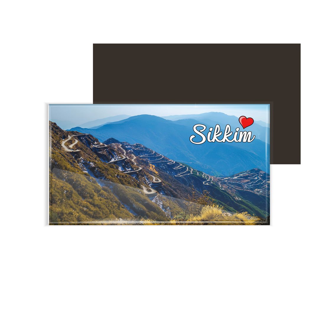 dhcrafts Fridge Magnet Rectangle Acrylic Glass (8.6 x 5.4 cm) Multicolor Sikkim D4 Design Pack of 1