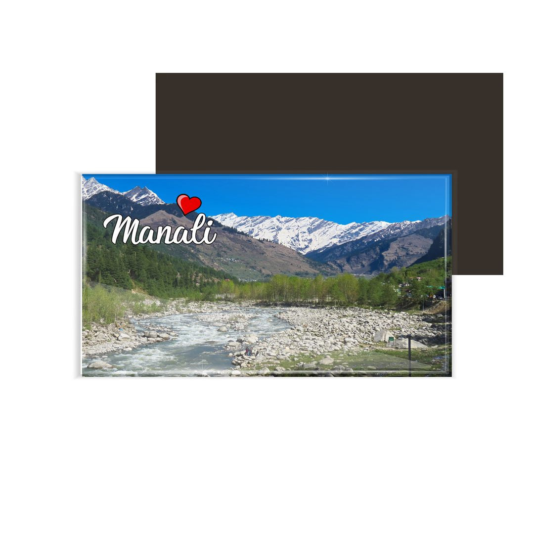 dhcrafts Fridge Magnet Rectangle Acrylic Glass (8.6 x 5.4 cm) Multicolor Manali Design Pack of 1