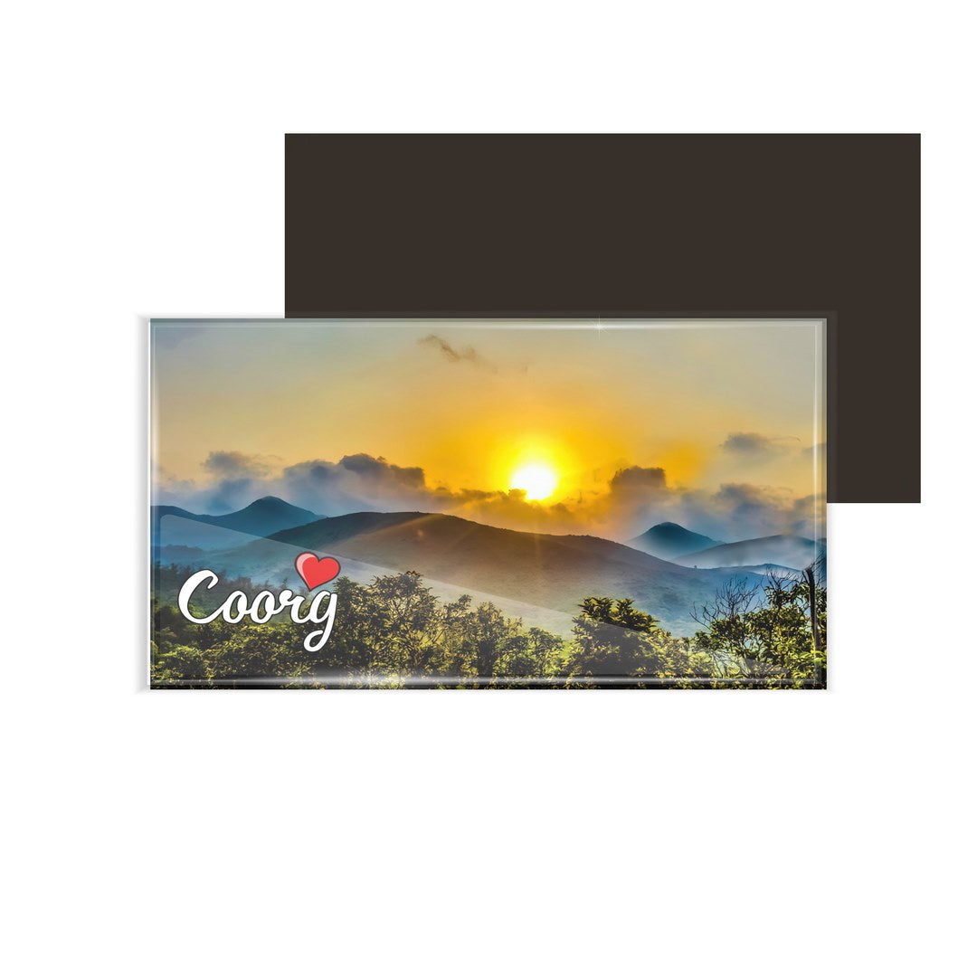 dhcrafts Fridge Magnet Rectangle Acrylic Glass (8.6 x 5.4 cm) Multicolor Karnataka Coorg D1 Design Pack of 1