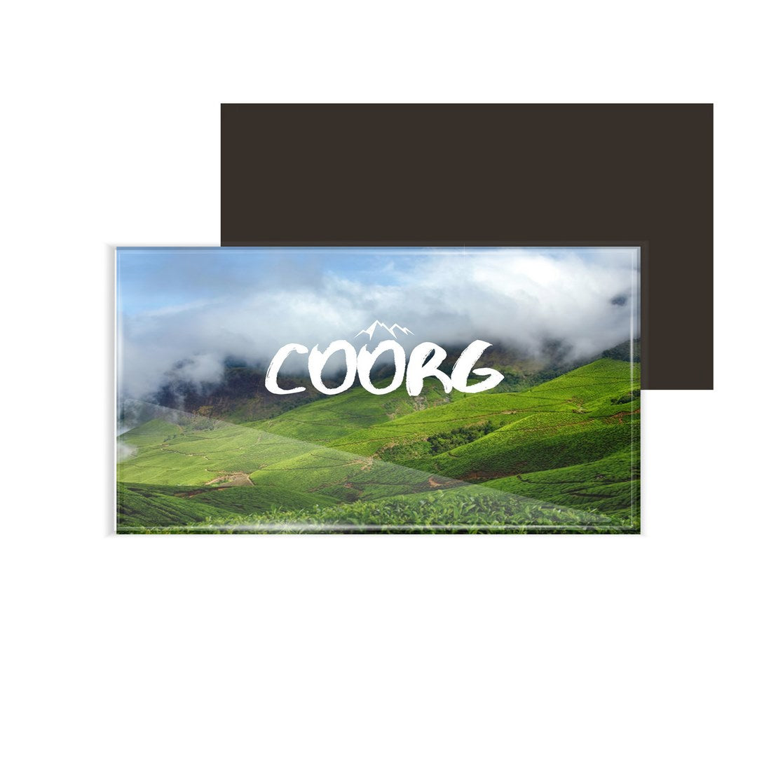 dhcrafts Fridge Magnet Rectangle Acrylic Glass (8.6 x 5.4 cm) Multicolor Karnataka Coorg D2 Design Pack of 1