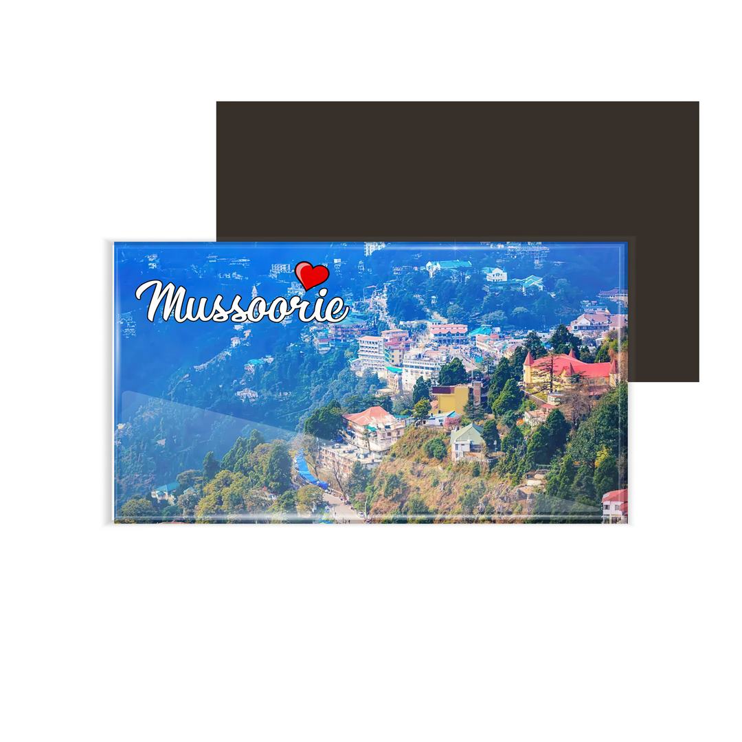dhcrafts Fridge Magnet Rectangle Acrylic Glass (8.6 x 5.4 cm) Multicolor Himachal Pradesh Mussoorie D1 Design Pack of 1