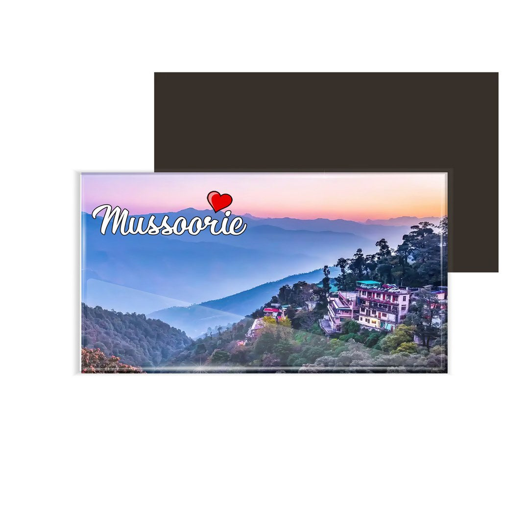 dhcrafts Fridge Magnet Rectangle Acrylic Glass (8.6 x 5.4 cm) Multicolor Himachal Pradesh Mussoorie D2 Design Pack of 1