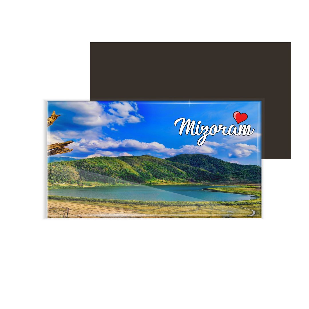 dhcrafts Fridge Magnet Rectangle Acrylic Glass (8.6 x 5.4 cm) Multicolor Mizoram Design Pack of 1