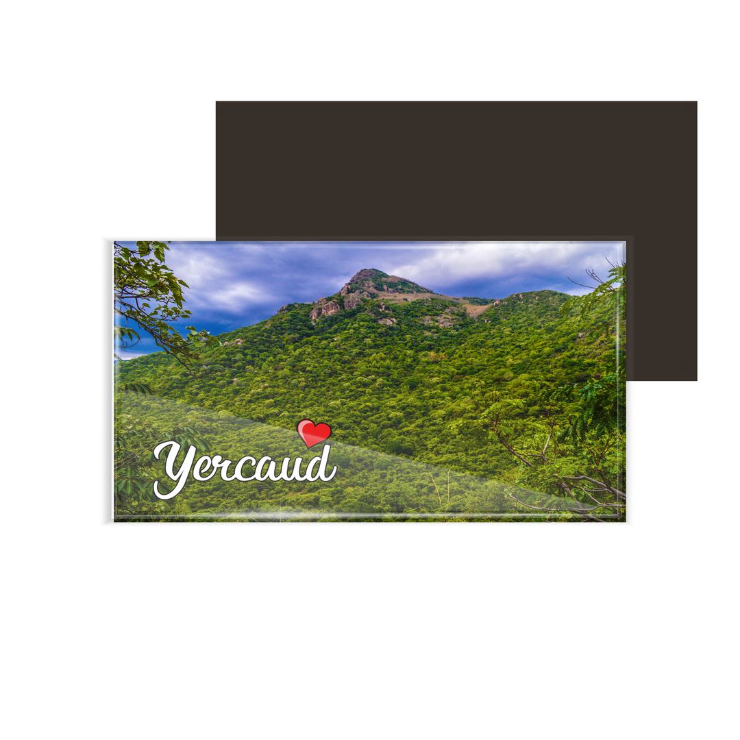 dhcrafts Fridge Magnet Rectangle Acrylic Glass (8.6 x 5.4 cm) Multicolor Tamil Nadu Yercaud Design Pack of 1